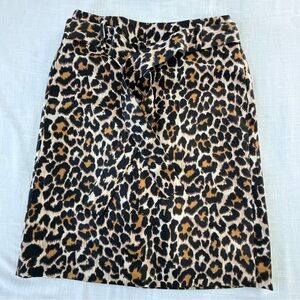 NWT J. Crew Animal Print A-Line Knee-Length Skirt with Tie Front Size 8